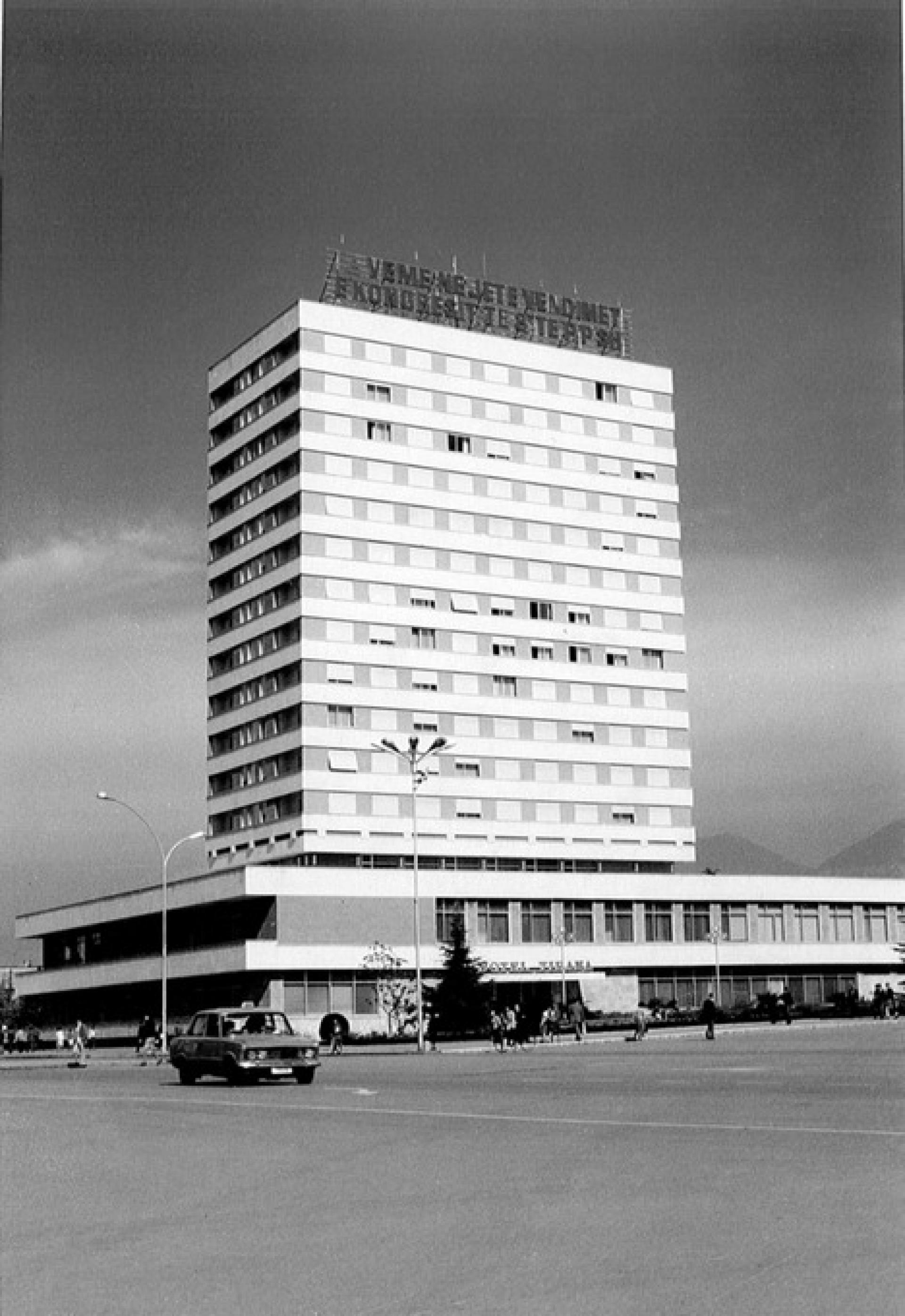 Hotel Tirana was seen from far away during the communist regime, when the city was dominated by small houses. It remained the highest building ever built in Albania for many years.