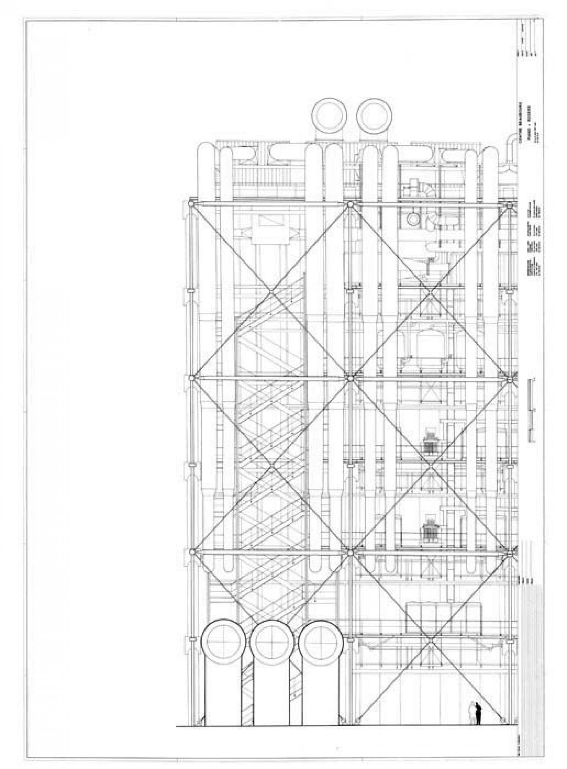 Structure of Centre Pompidou | Photo via fondazionerenzopiano.org