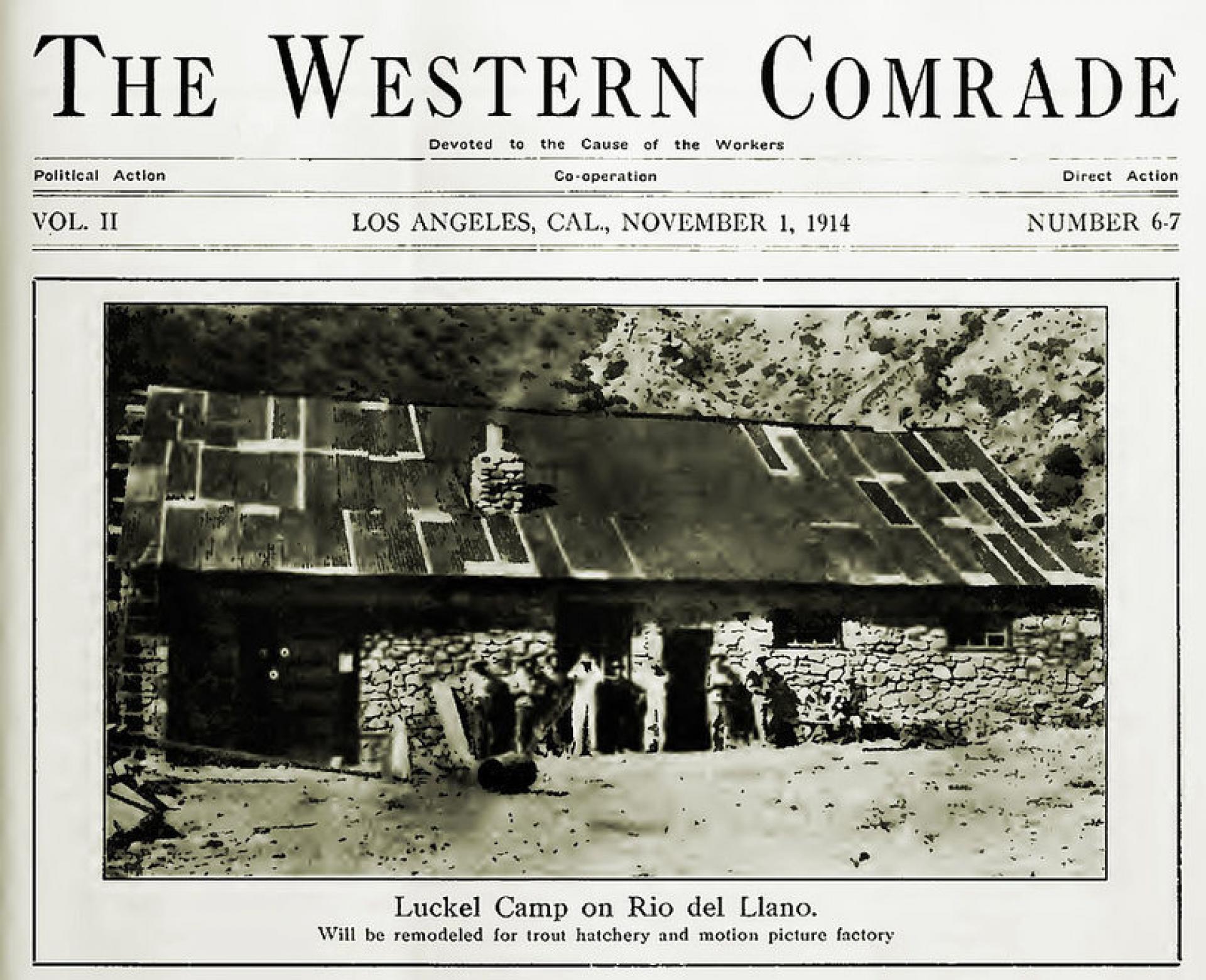 The Western Comrade issue from 1914 reporting on Llano del Rio. | Photo via Atlas Obscura