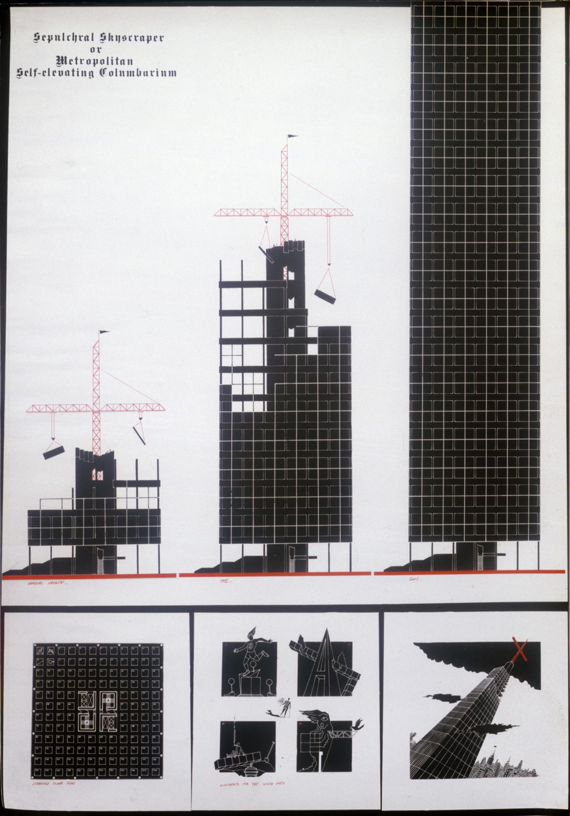 Yuri Avvakumov, Mikhail Belov, Sepulchral Skyscraper or Self-Elevating Metropolitan Columbarium, 1983 / 1988 (Courtesy Tchoban Foundation)