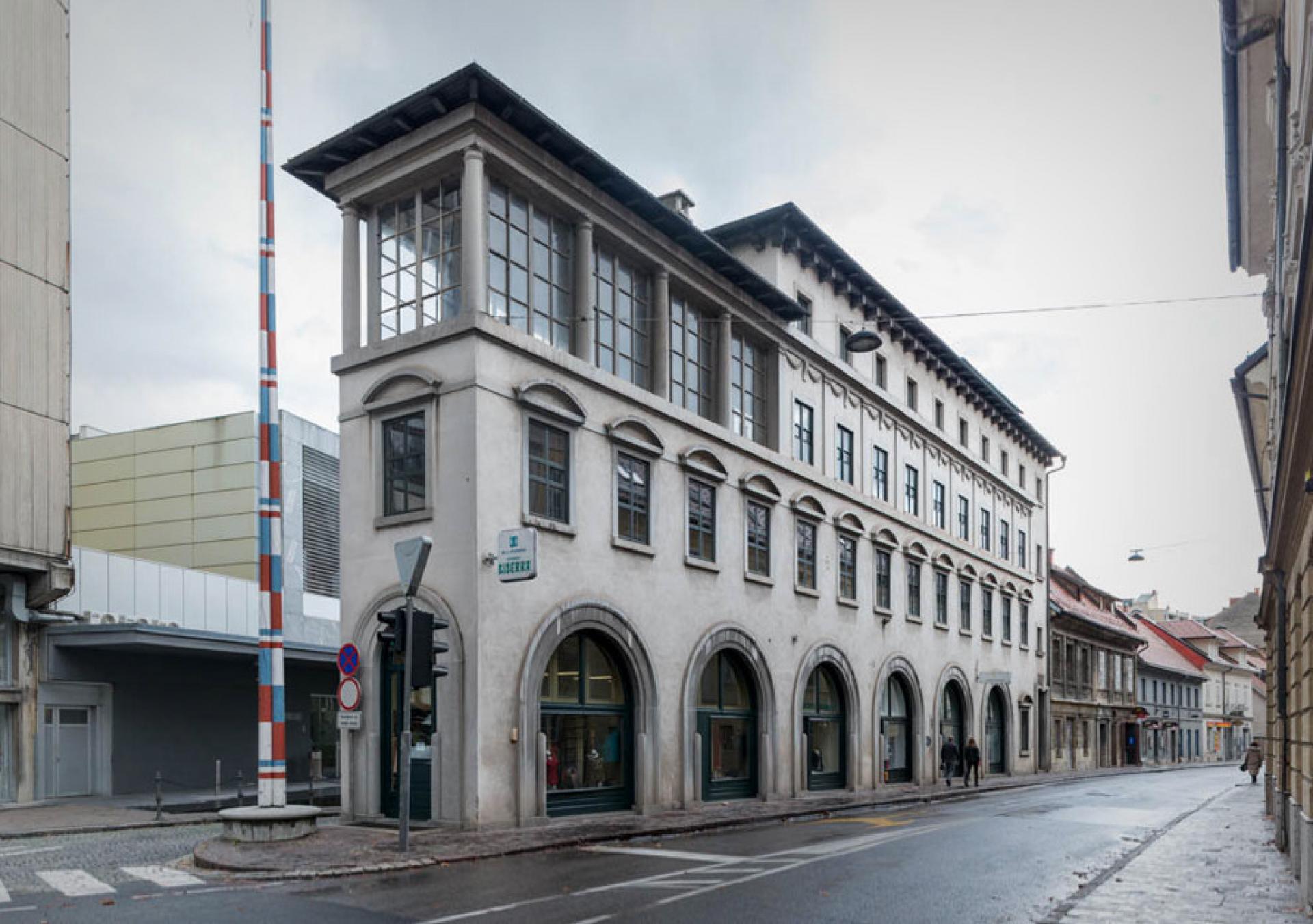 The Flat Iron Building, called Peglezen, is situated on a long and narrow site and concludes a row of old houses in Ljubljana. | Photo via Of Houses