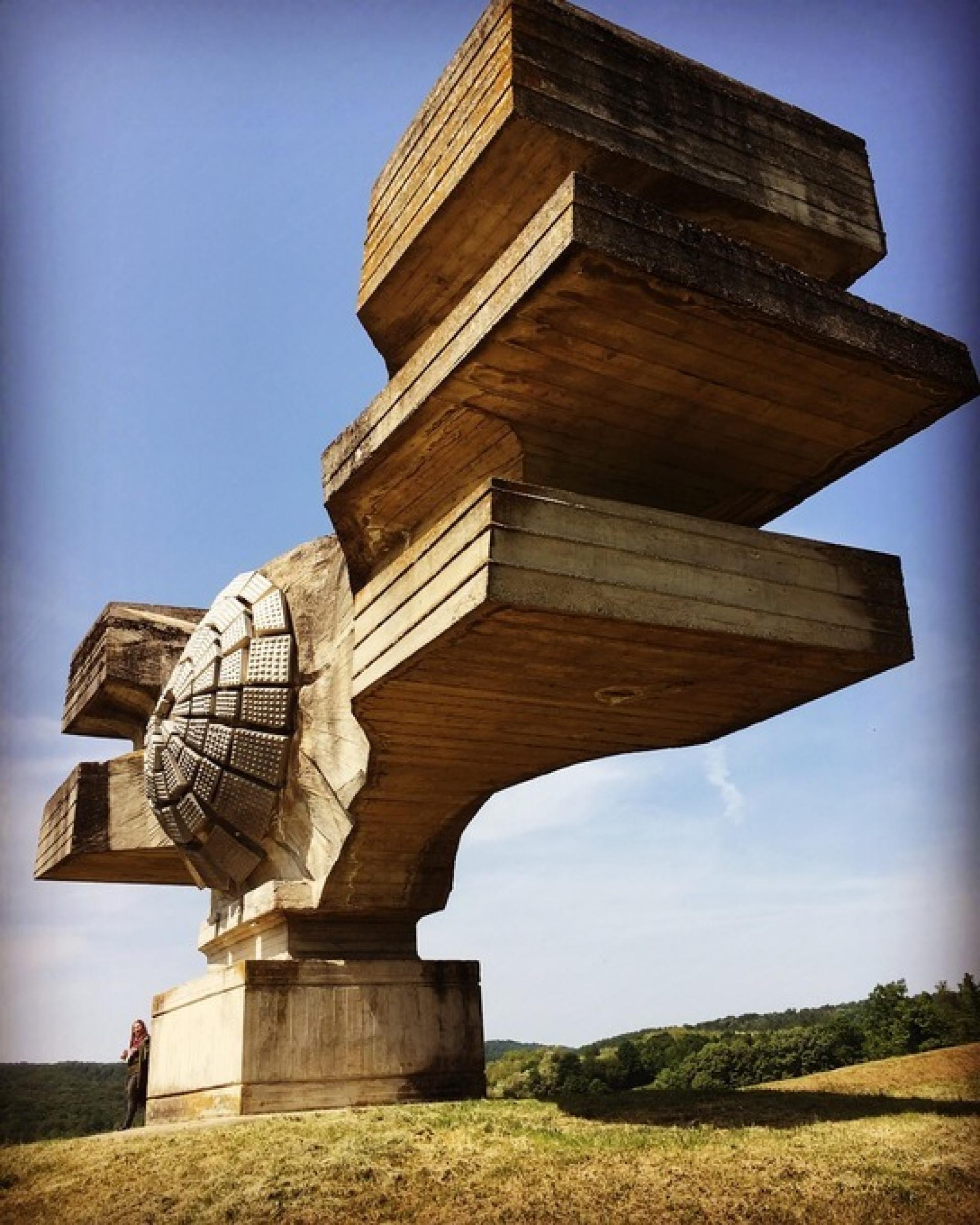 Monument to the Revolution of the People of Moslavina (1967) by Dušan Džamonija in collaboration with architect Vladimir Veličković, Podgarić, Croatia.