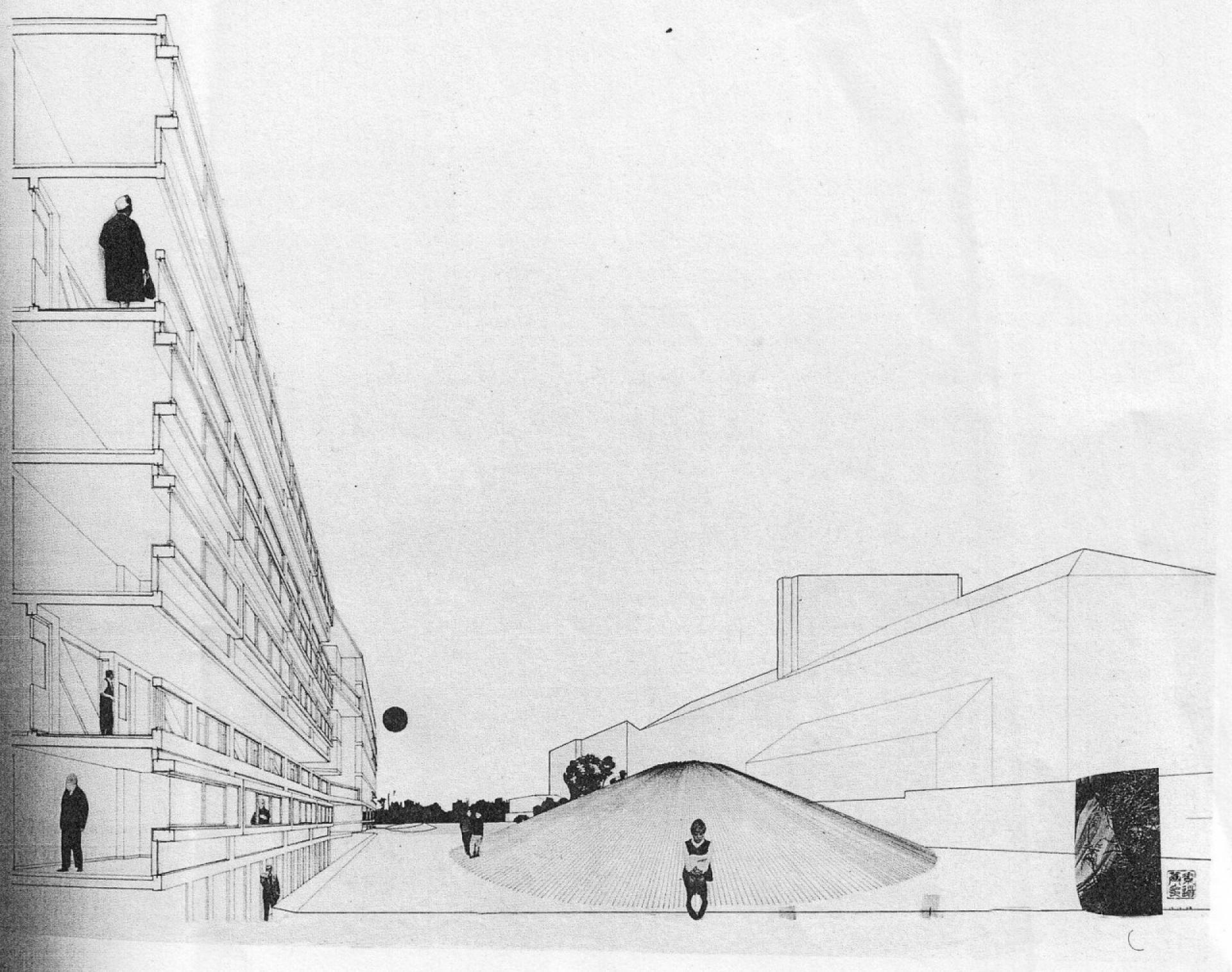 Original drawing for the Robin Hood Gardens. | © Alison and Peter Smithson