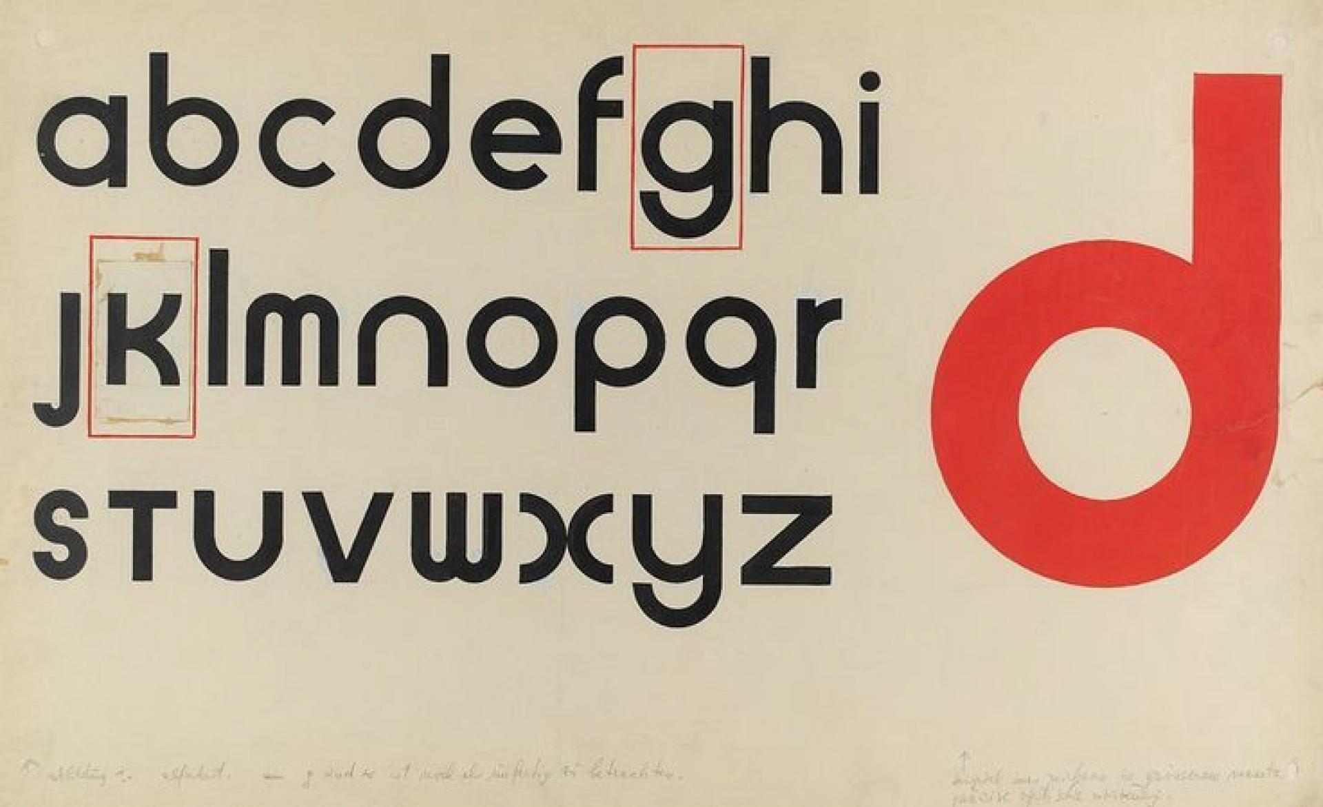 Research in development of universal type by Herbert Bayer (1927). | Photo via Harvard Art Museums; Busch-Reisinger Museum