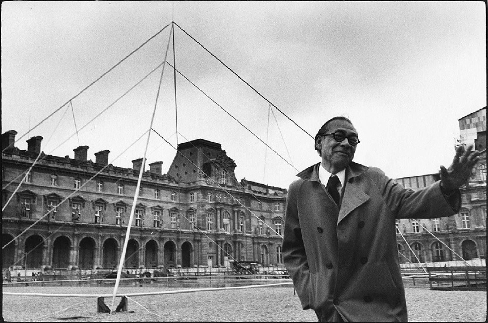 “Making the public space with a pyramid is a great challenge and main point of the Louvre project” said I. M. Pei. | Photo by Marc Riboud