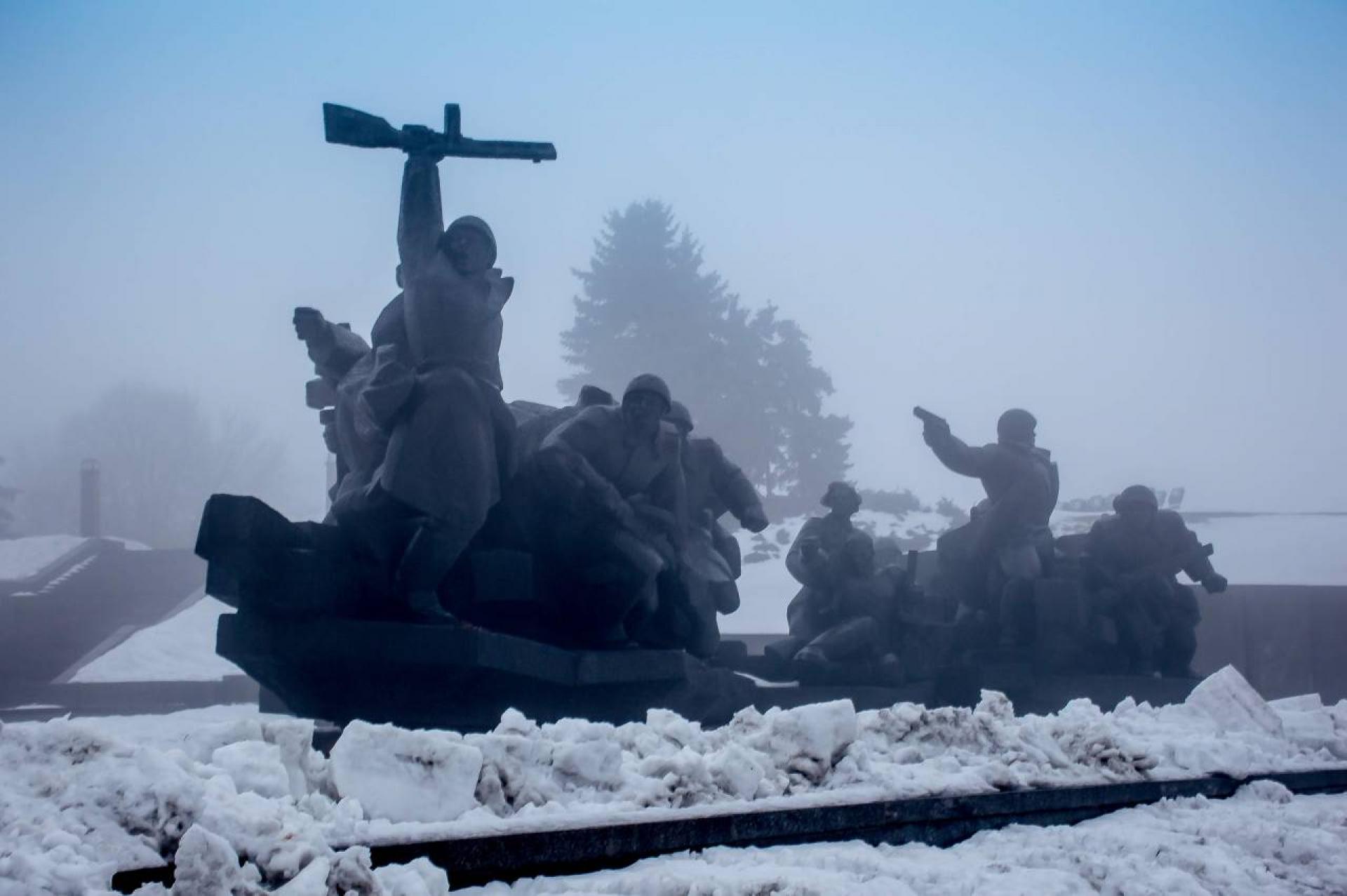 Crossing the Dnieper; an evocative socialist realist monument.