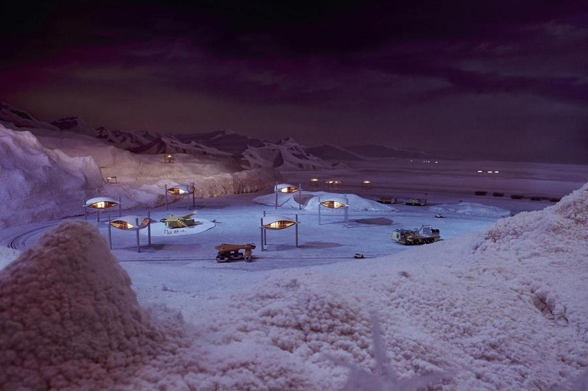 An all-weather port cut deep into the Antarctic ice shelf. | Photo via Atlantic