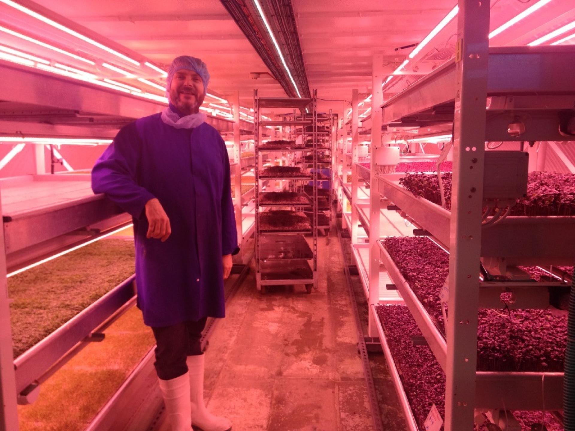 The future of food? Richard Ballard, co-founder of Growing Underground, London’s first vertical farm. | Photo © Carolyn Steel (2018)