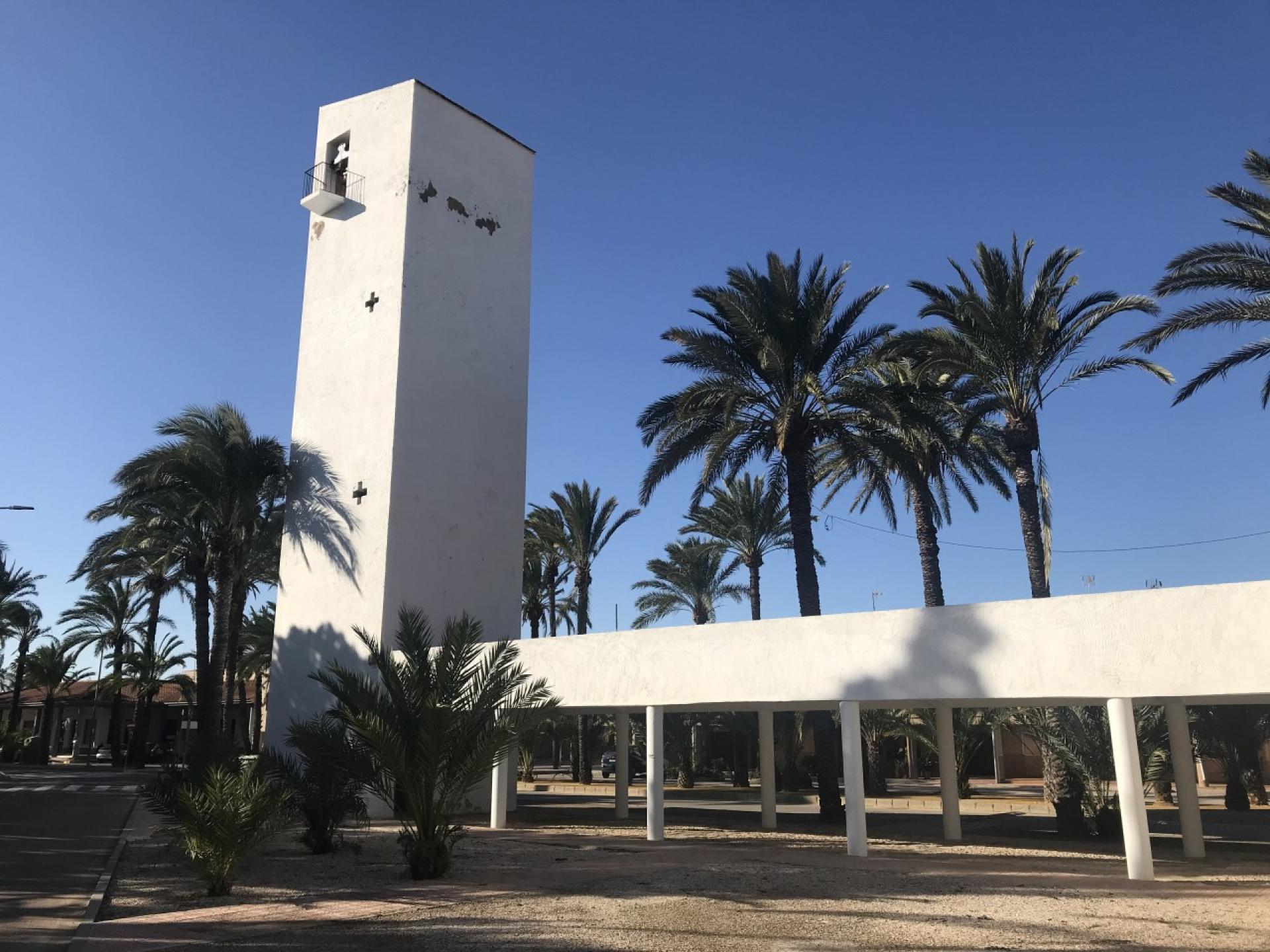 Palm trees field overlays with public buildings. | Photo © Carolina Gomez