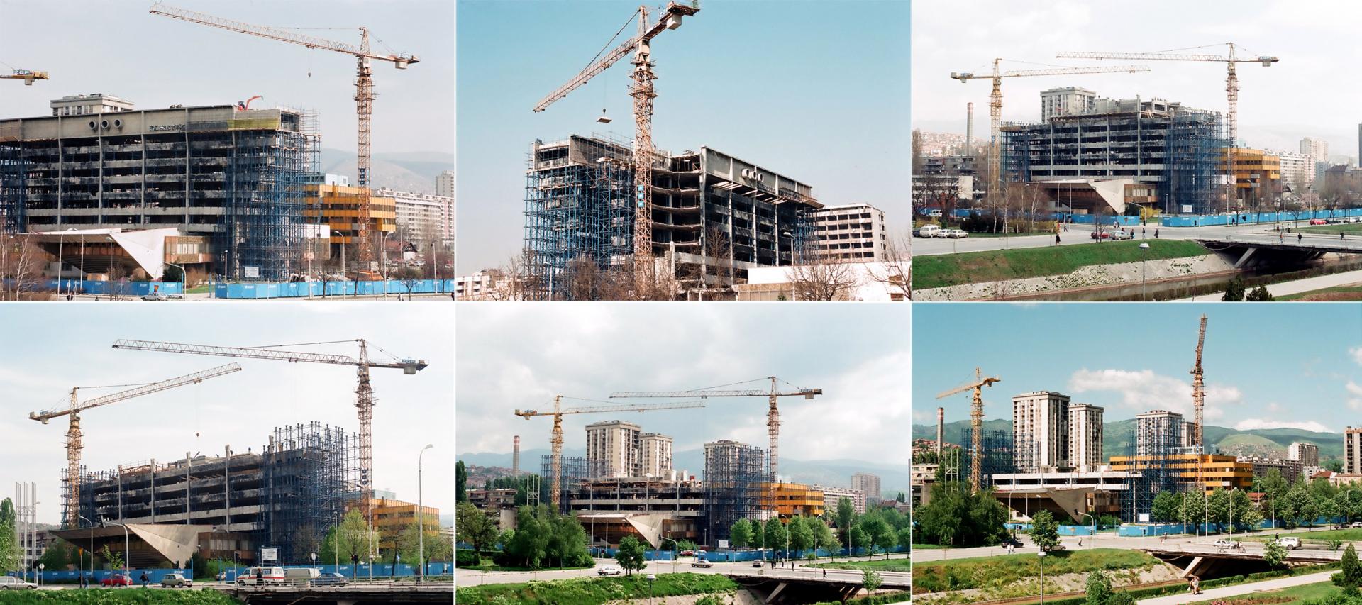 Cleaning the ruined parts of the Elektroprivreda. | Photo © Zoran Kanlić (2000)