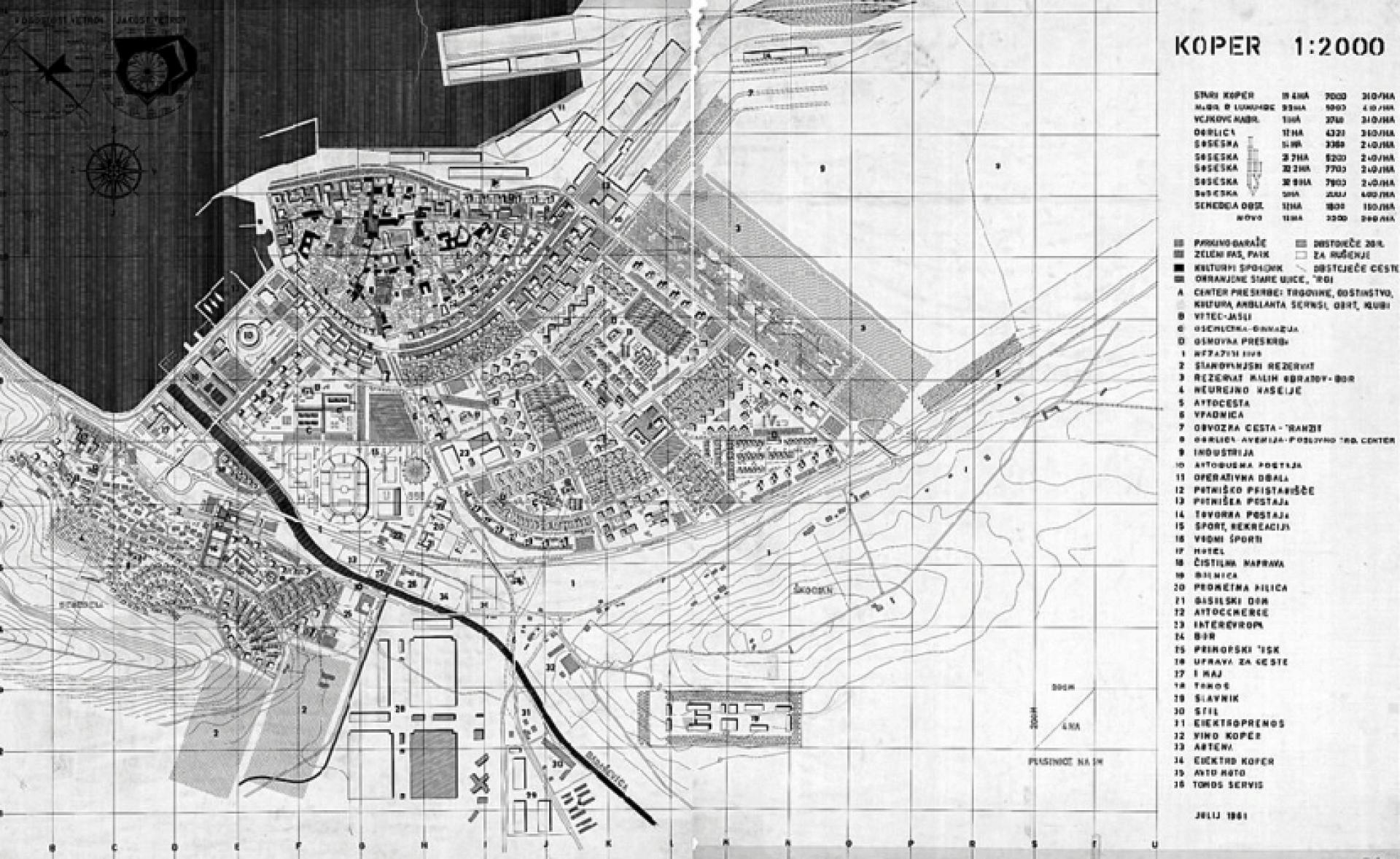 Urban Plan for Koper, Edo Mihevc (1961). | Source © Neža Čebron Lipovec