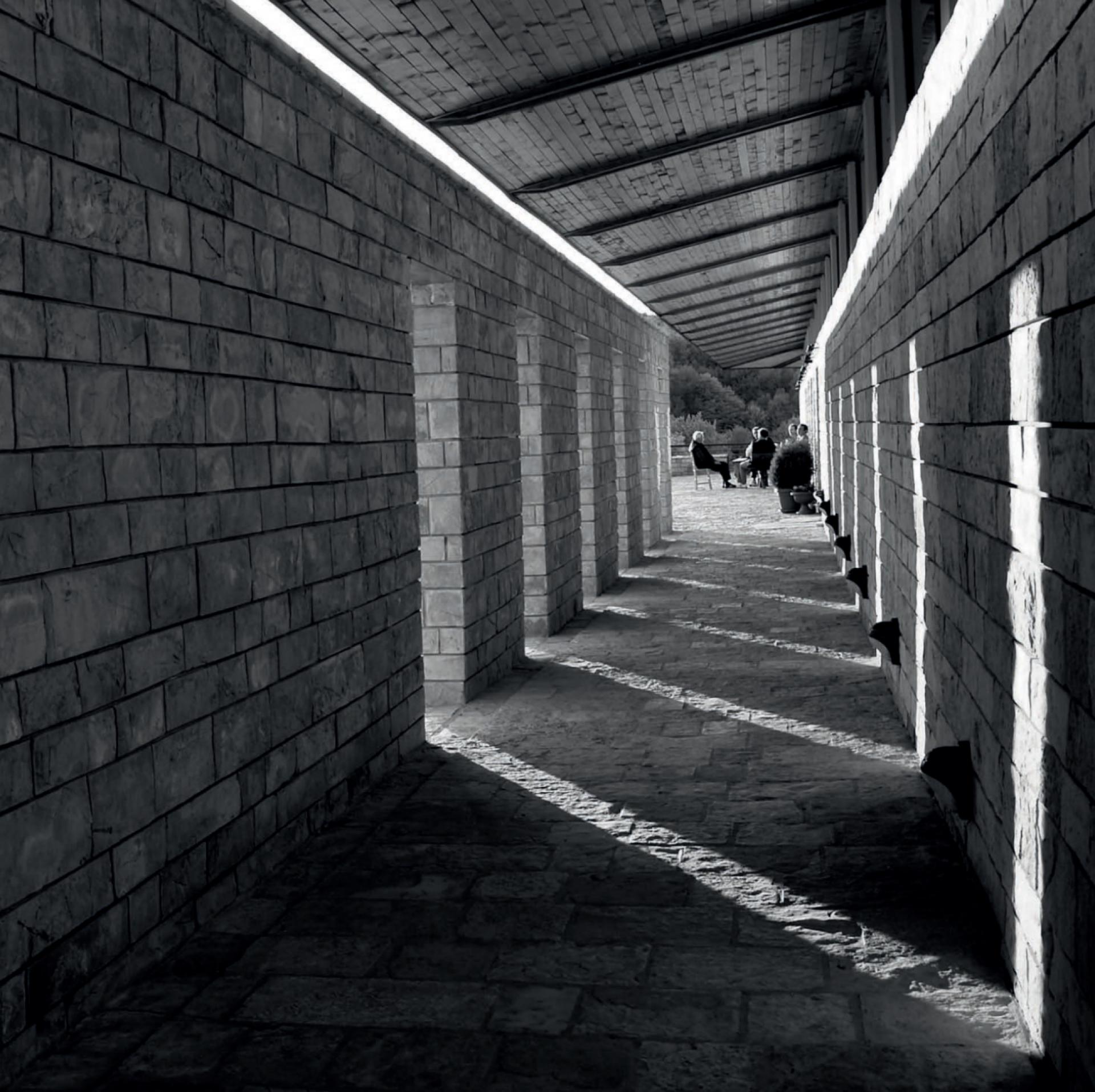 The play of the light and shadows in the Memorial Ravna Gora (1998).