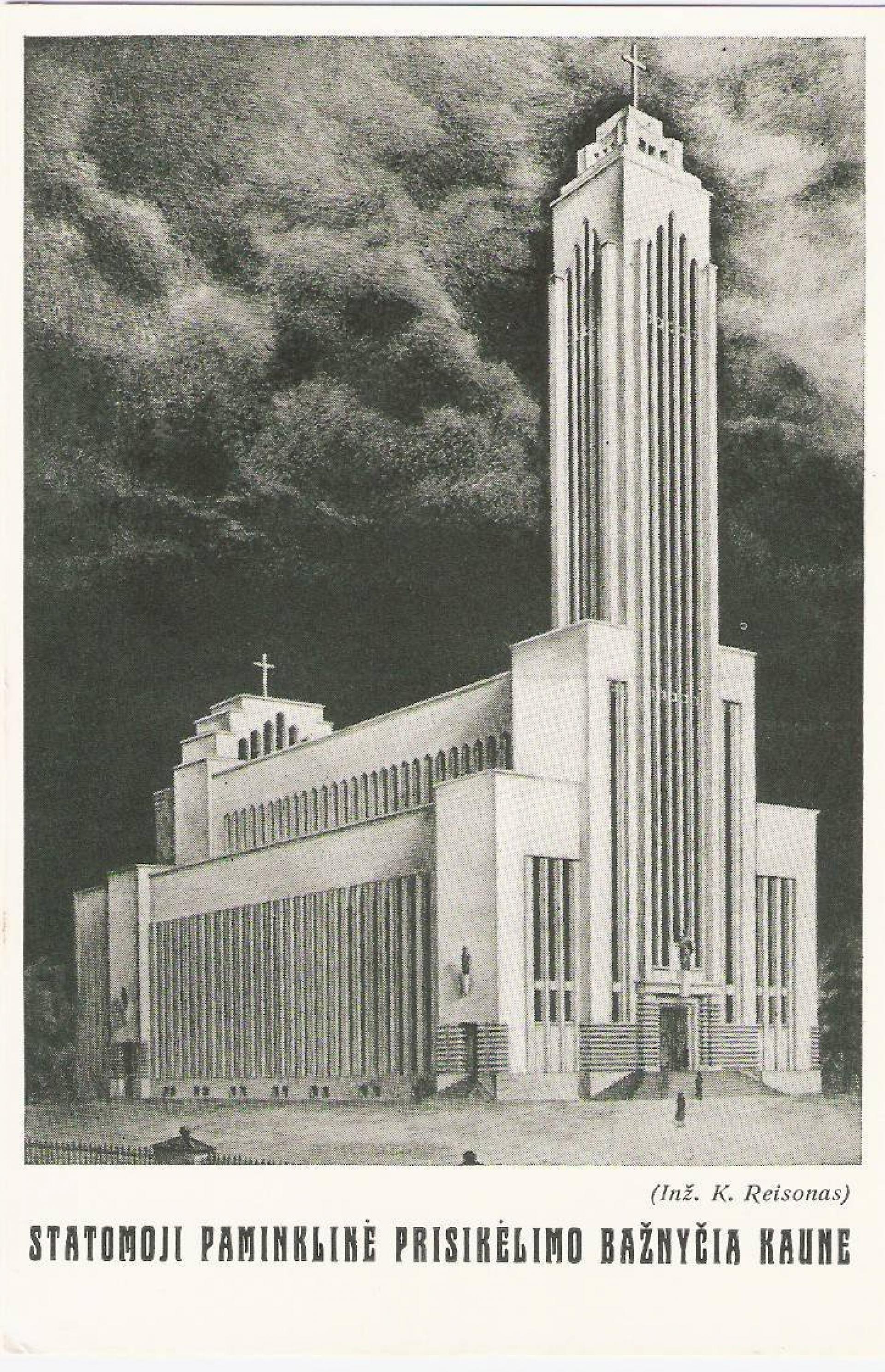 The poster with the “Monumental Church of the Resurrection in Kaunas” from 1940s. | Photo via Lietuva Senose Fotografijose