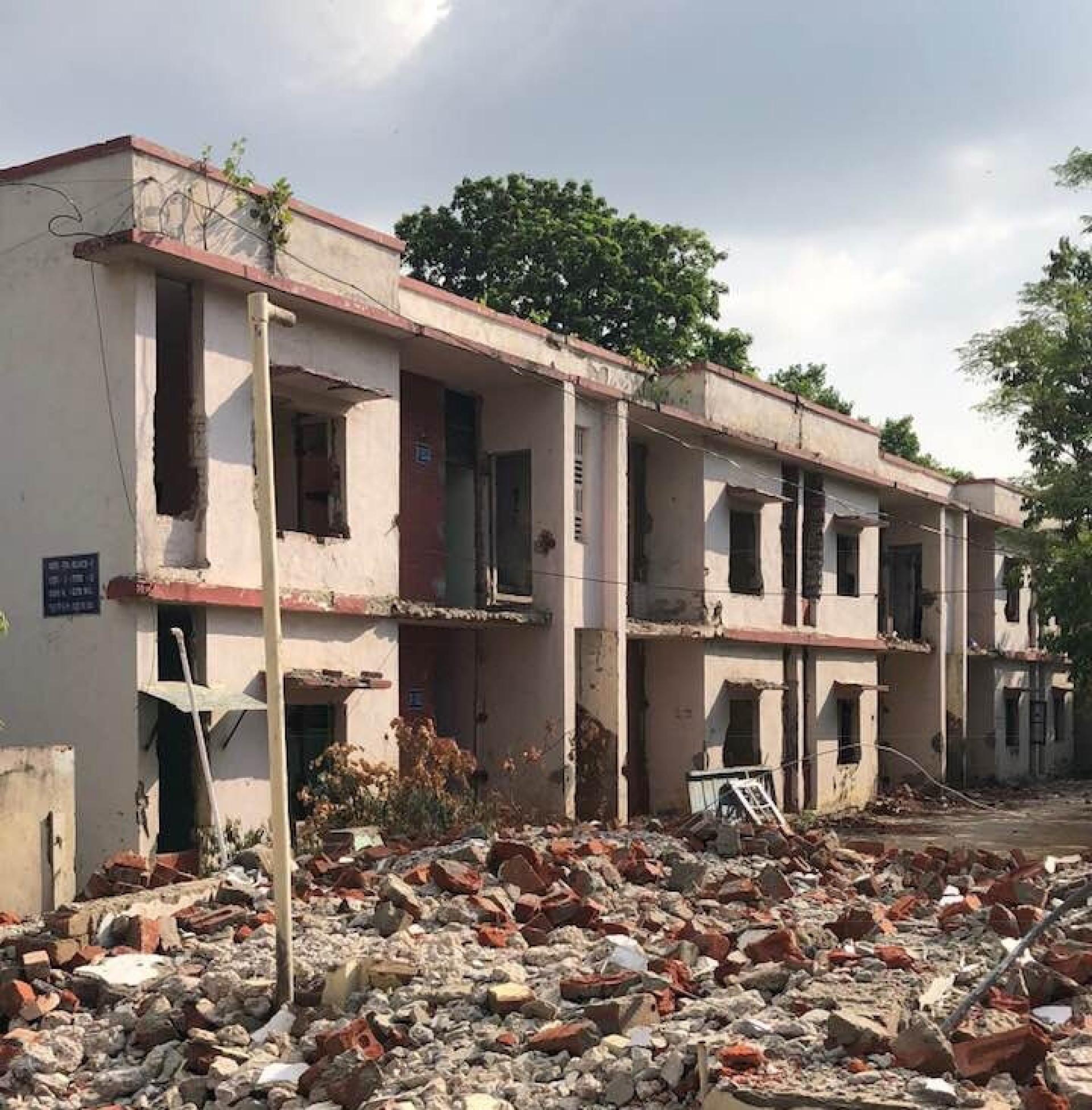Demolition of “Rahman Type Flats” photographed by Habib Rahman’s son Ram Rahman on 28th June 2018. | Photo via architexturez