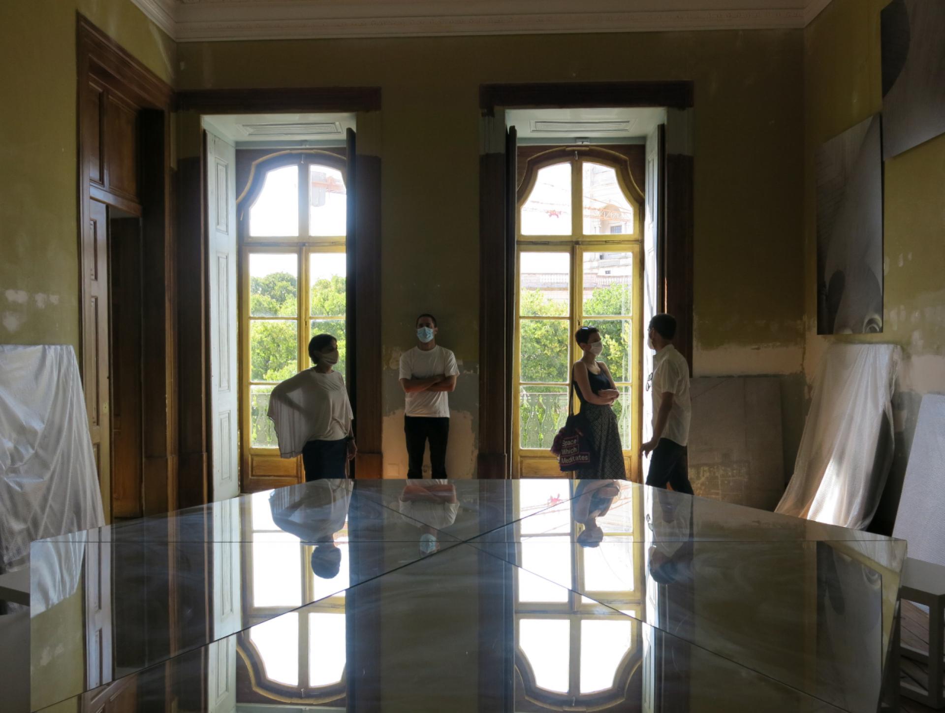 Preparing the exhibition at Lisbon Architecture Triennale headquarters, August 2020. | Photo © Sara Battesti