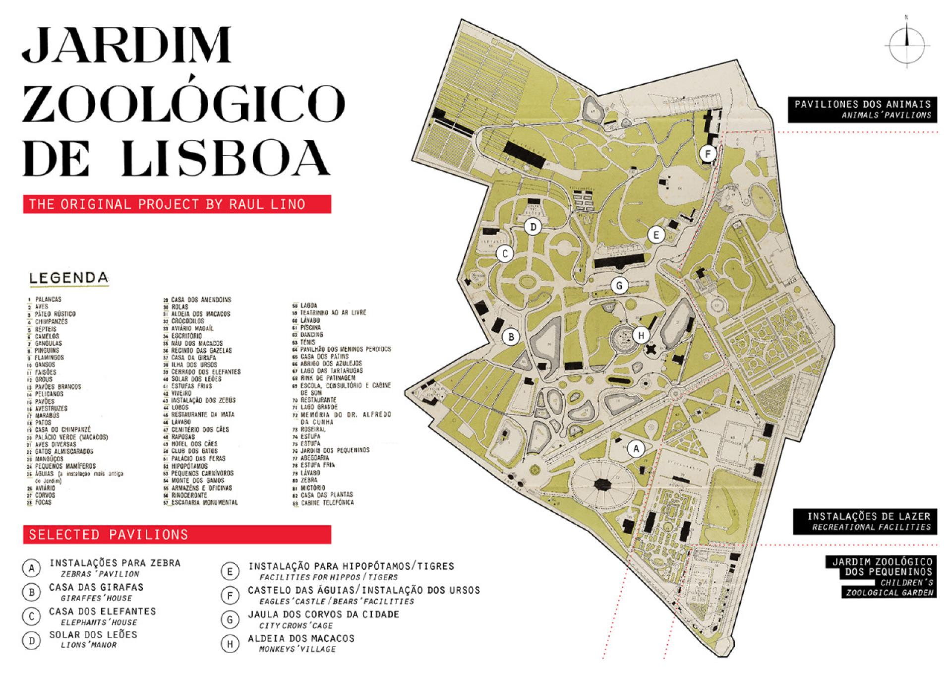 The original map of the Lisbon Zoological Garden, designed by Raul Lino at the beginning of XXth century | Source © Archive of Gulbenkian Art Library