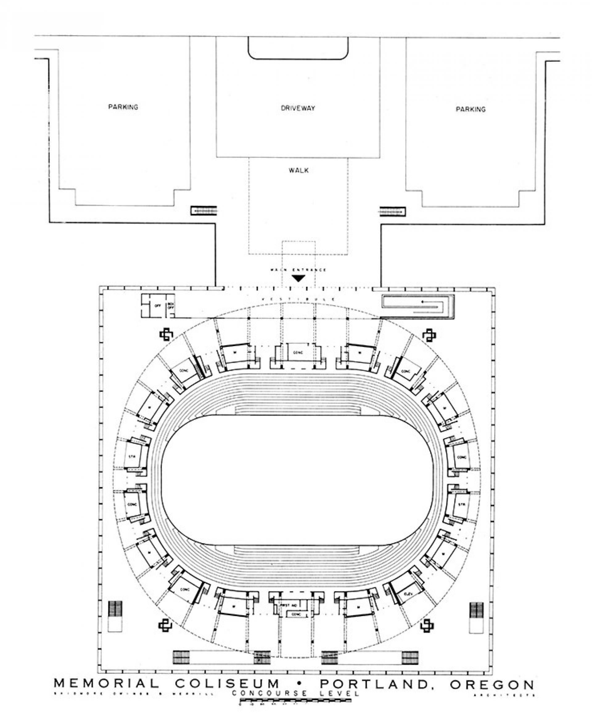 Access level of the spectators. | Plan © SOM