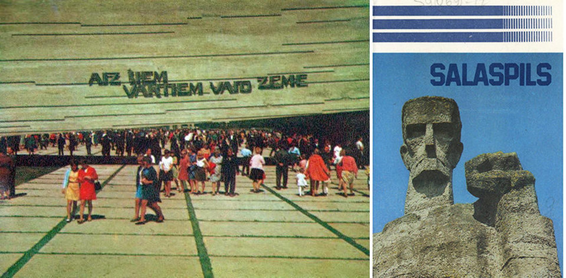 Left: Salaspils in 1975. Right: Cover of the 1985 Salaspils brochure.