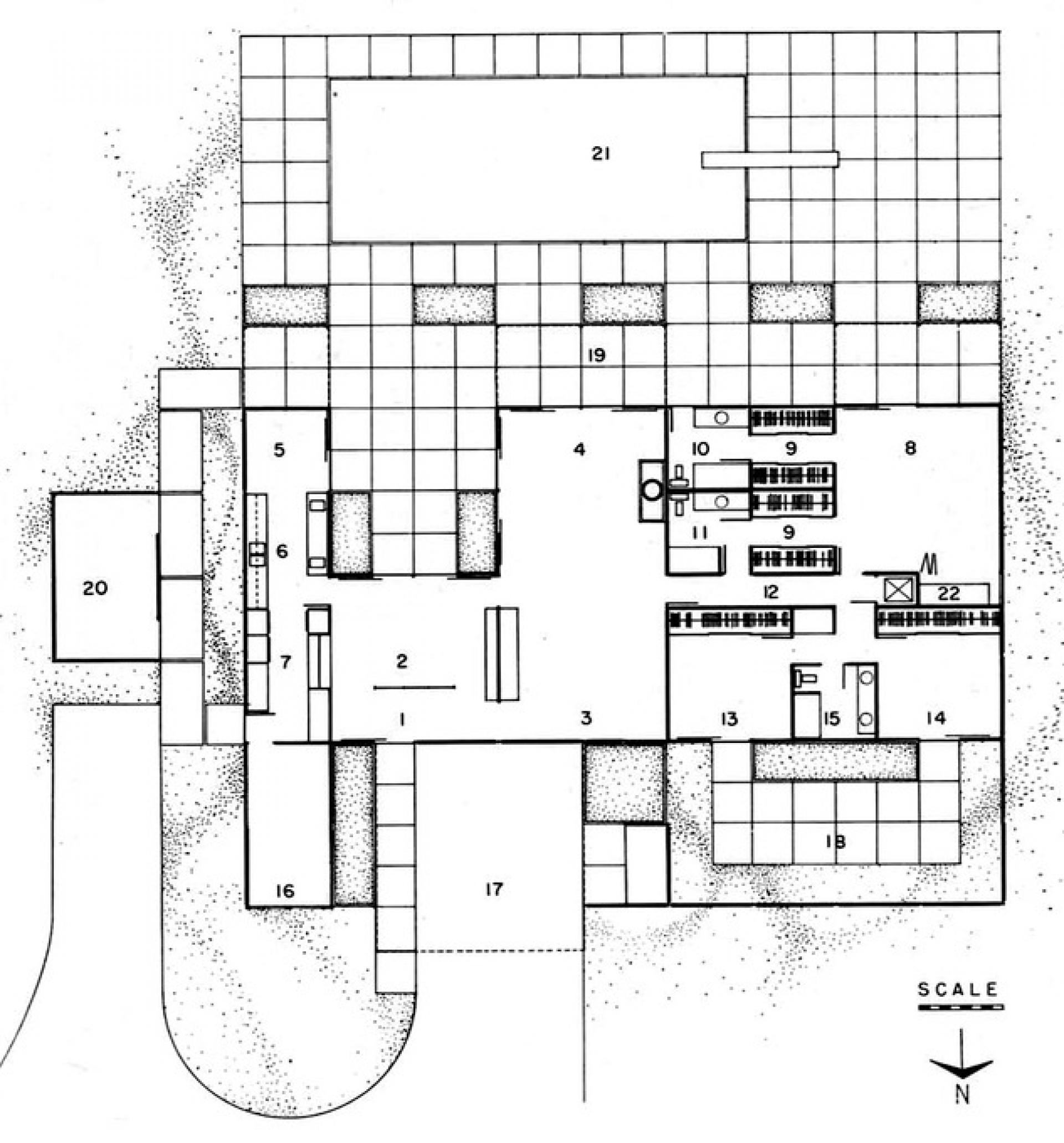 With a simple rectangular design, the house is divided into two separate sections. | Photo via Urbipedia