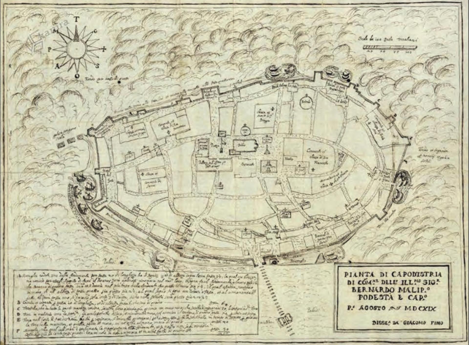 Plan of Giacomo Fino for Koper’s morphology, 1619. | Source HISTRIA