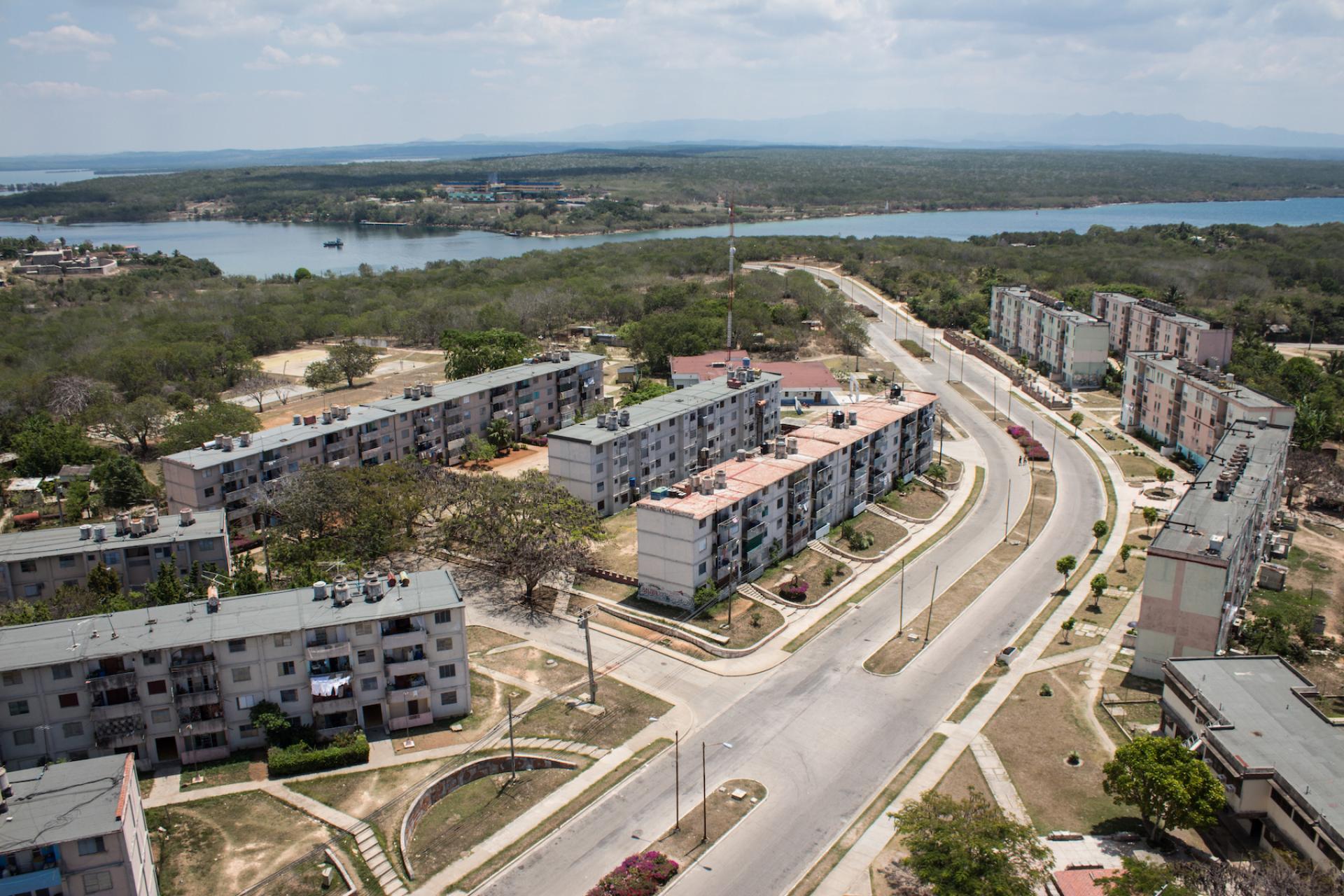 Ciudad Nuclear, Cuba as seen from the 14th floor rooftop of an unfinished apartment block.