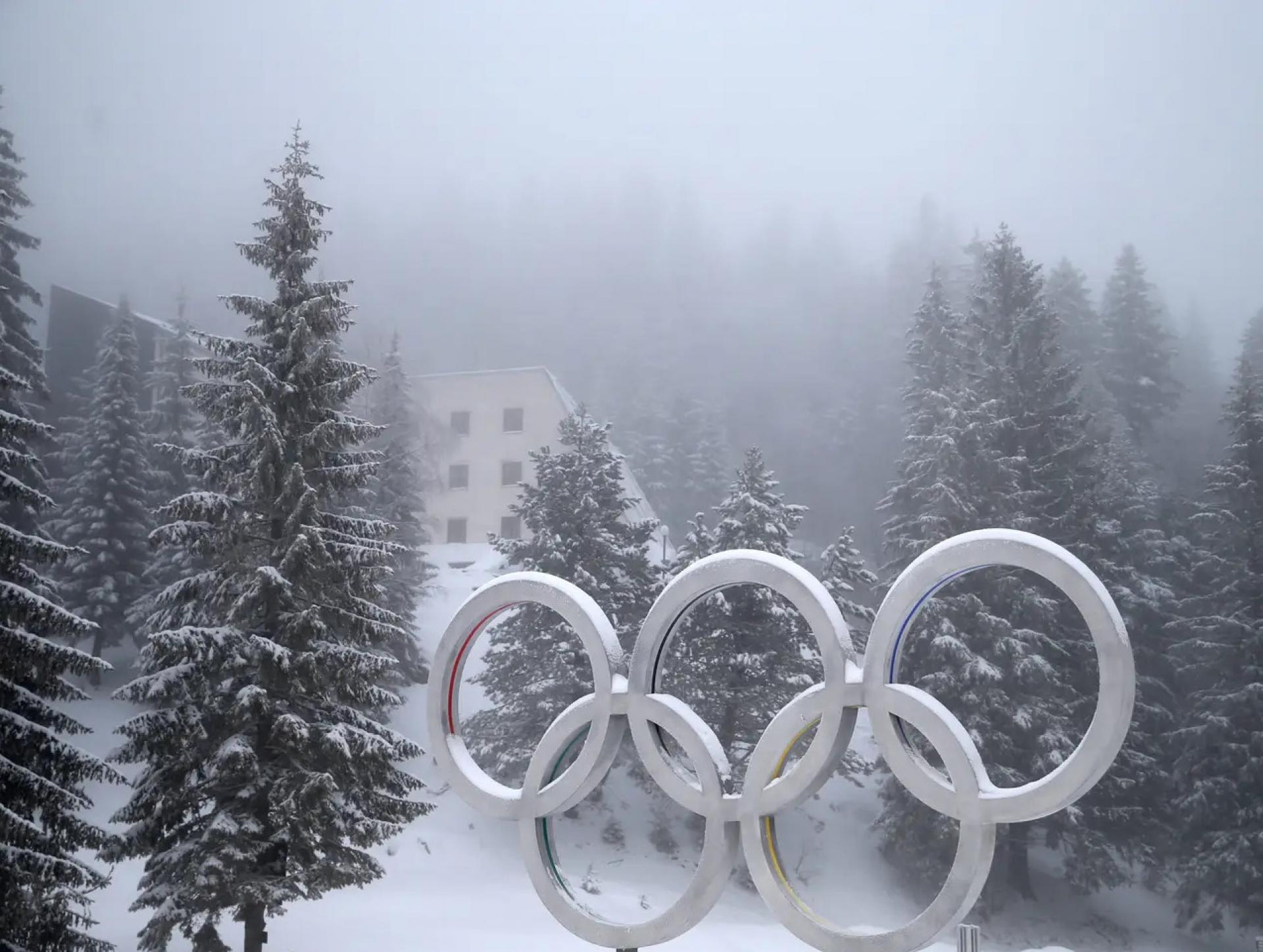 The Olympic rings as seen on the Jahorina Mountain near Sarajevo on February 5, 2019. | Photo © Dado Ruvić