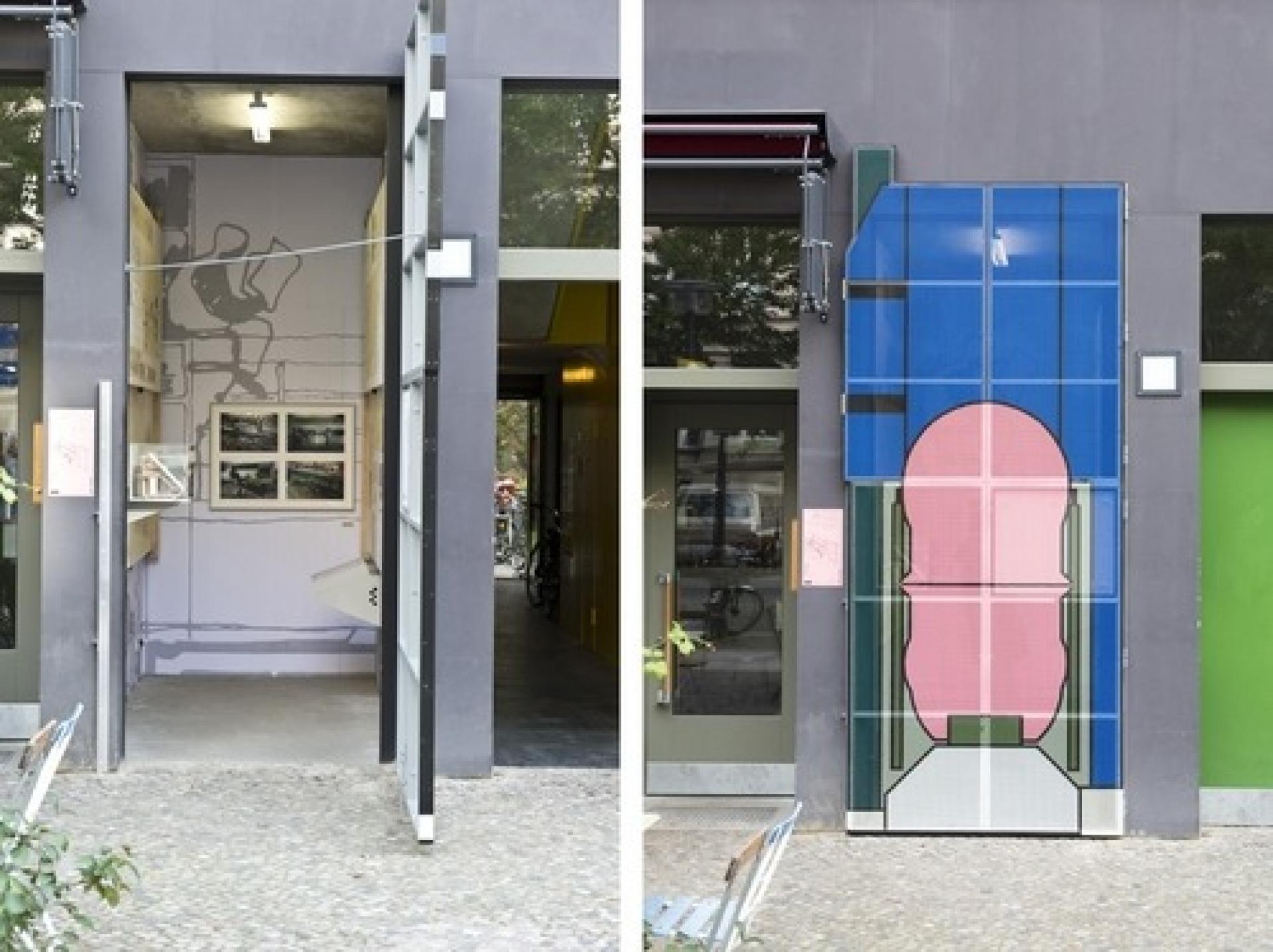 Die Raum with Leo’s pink blue design on the door | Photo Jan Windszus